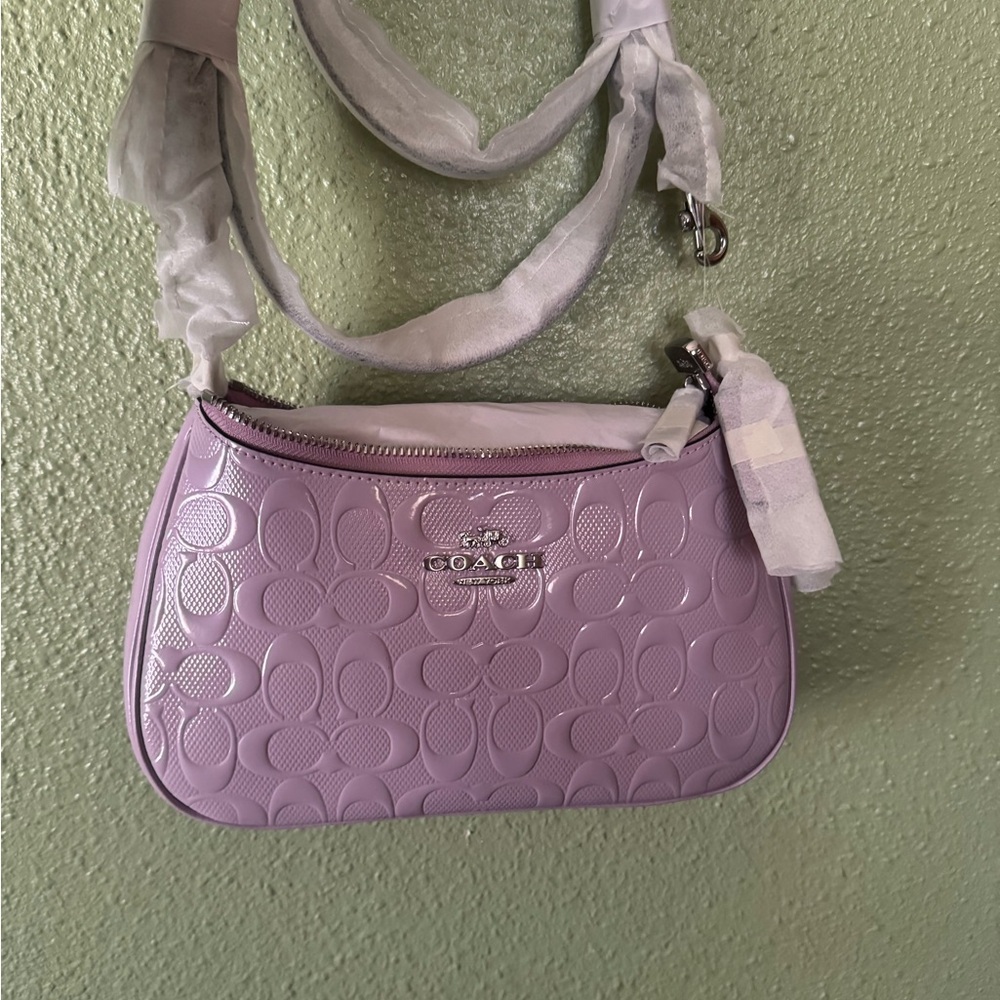 Coach Teri Lilac Patent Signature Shoulder Bag